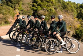 a group of people on bicycles